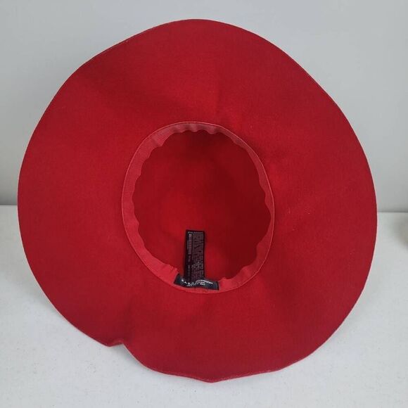 Zara Womens 100% Wool Wide Brim Hat Red Floppy Summer Sun Classic Fall Slouchy - Picture 4 of 6